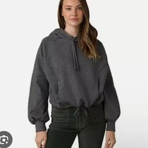 Prana Ziller Sweatshirt Heathered Gray Crop Hoodie Wool Blend Womens Size Small